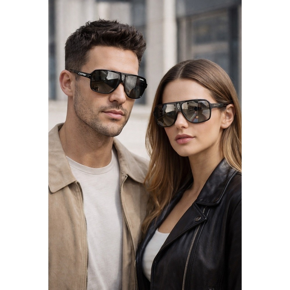 Carrera 27 Black Gray Oversized Navigator Sunglasses 62-10-130 Unisex Retro